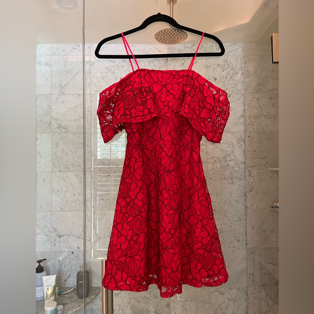 Dee Elle Red Lace Mini Dress
